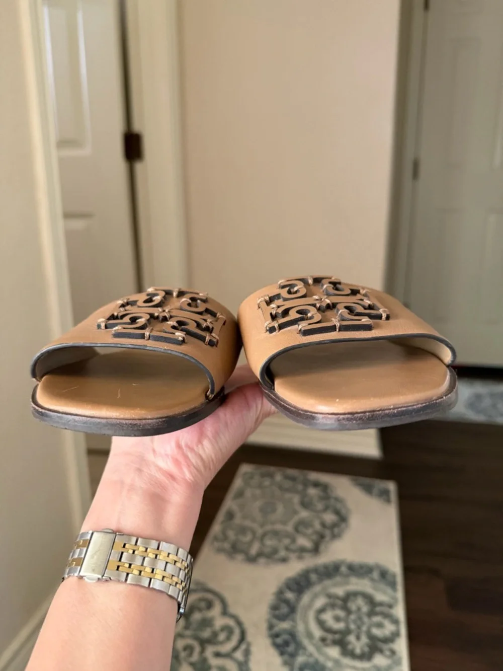 Tory Burch Almond Flour Calf Leather Ines Slide